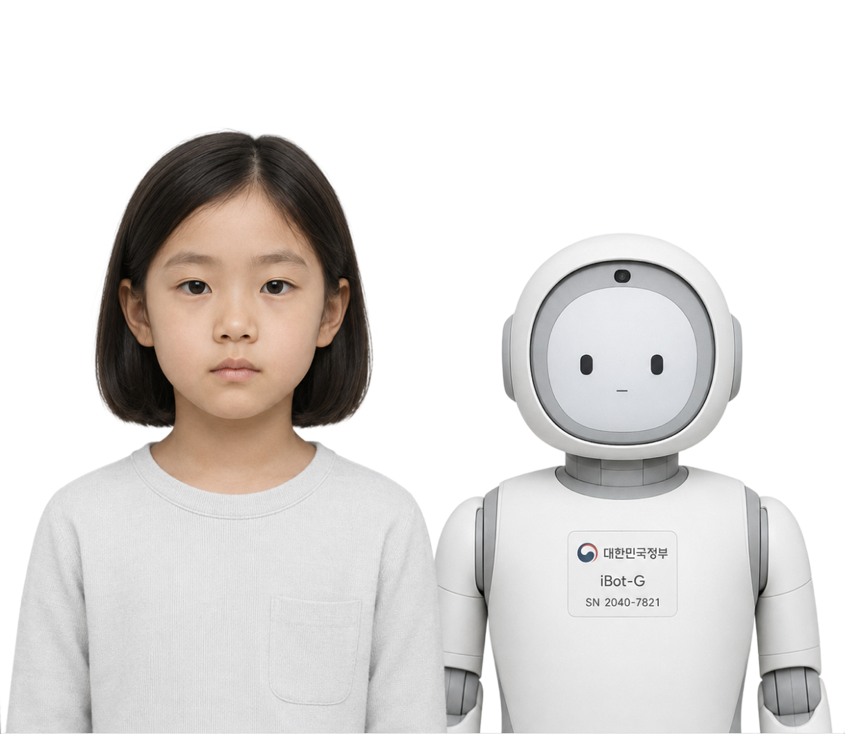 Child with iBot-G robot